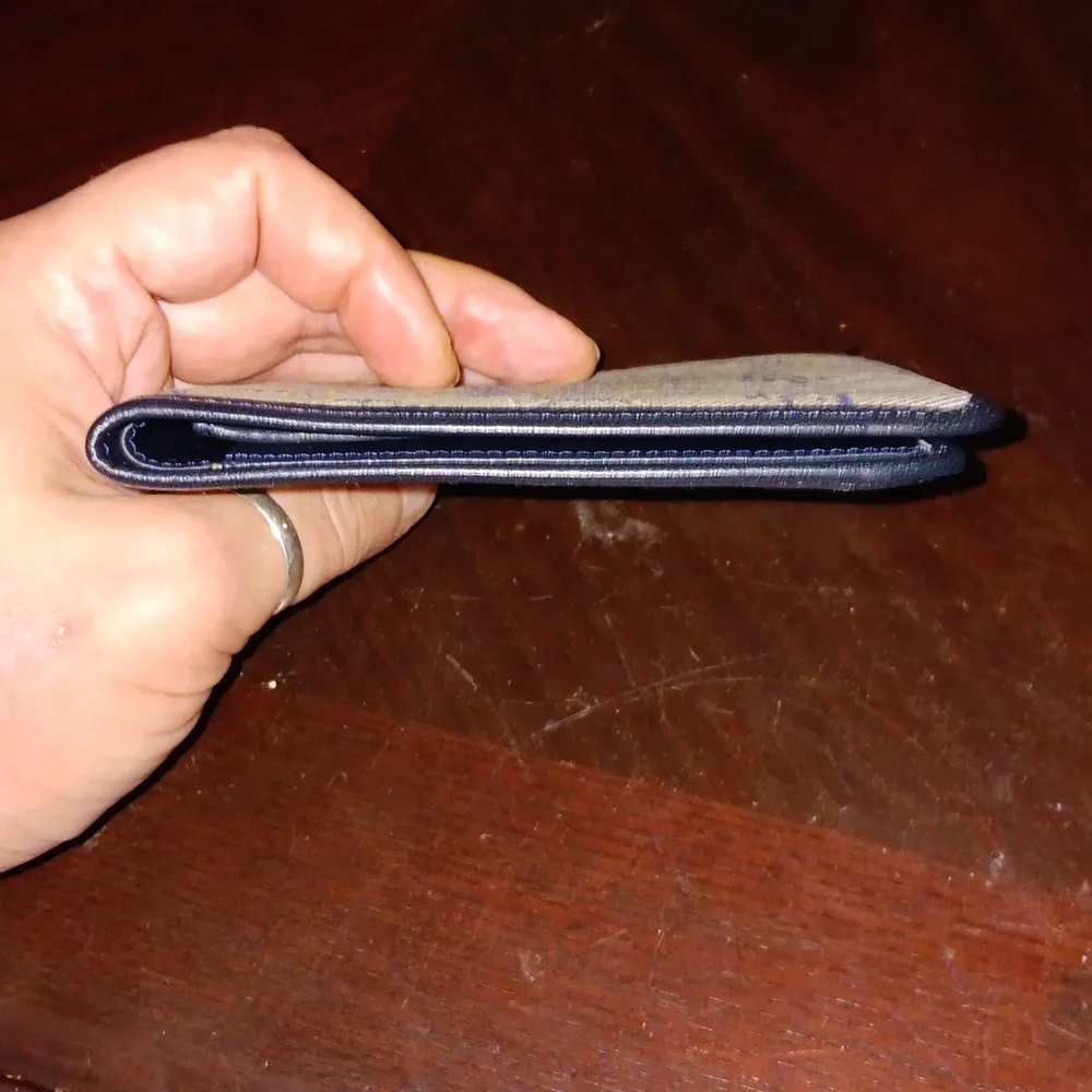 DIOR NAVY MONOGRAMMED TROTTER BIFOLD ID WALLET - Picture 3 of 8